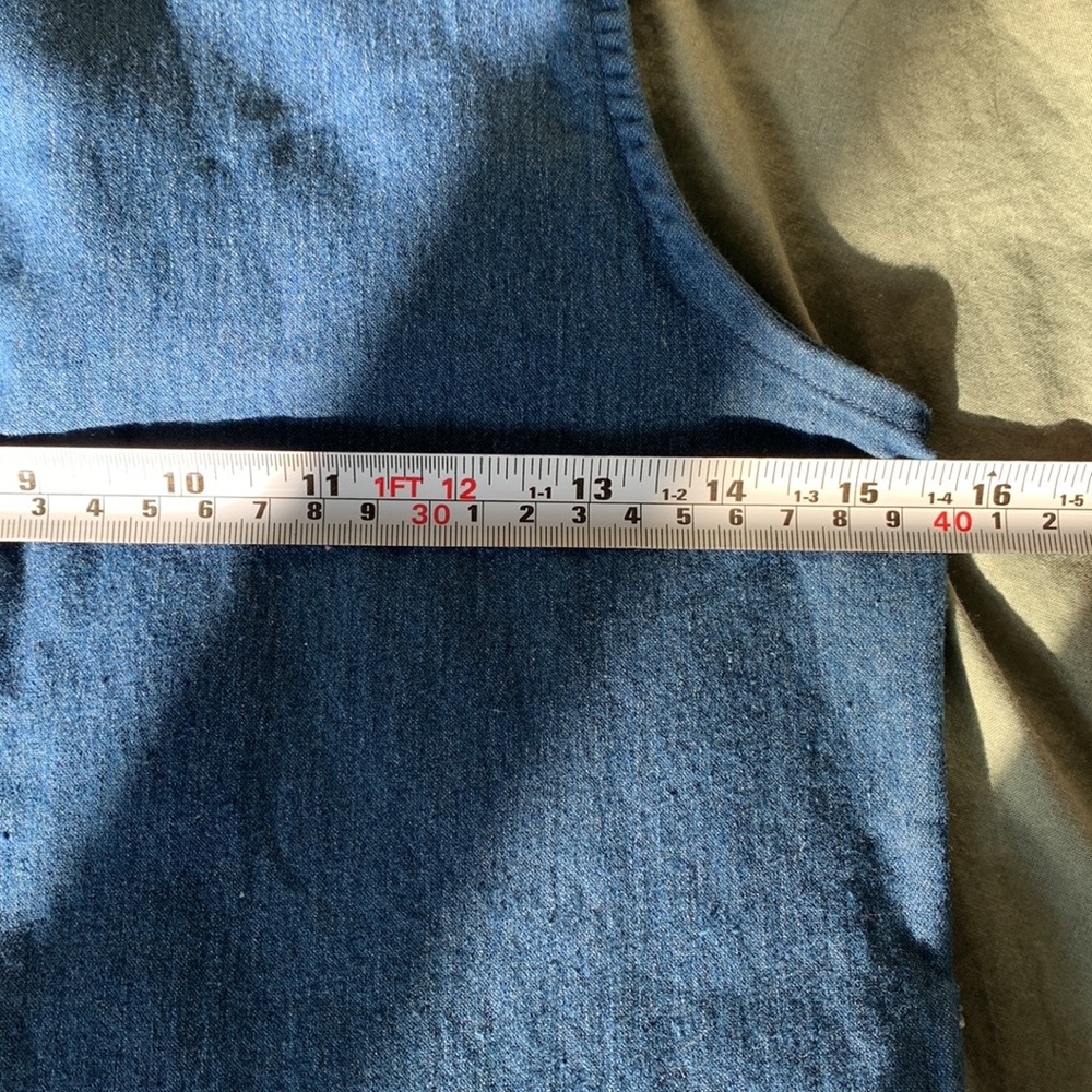 Stretchy Denim Button Down Dress with Waist Tie - Picture 8 of 12